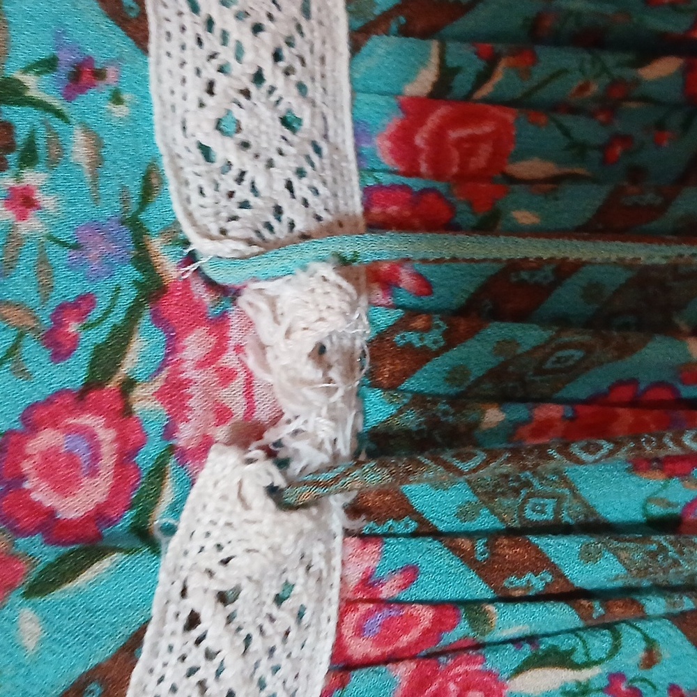 Spell Teal Floral Lace-Trim Maxi Dress - Picture 4 of 7